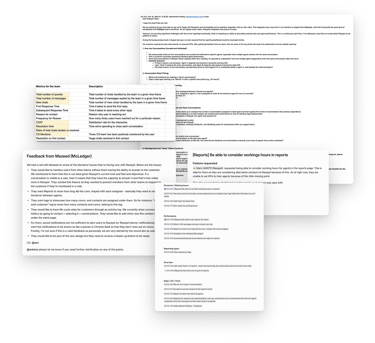 Discovery research: customer feedback, feature requests, and pain points analysis